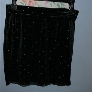 Forever 21 mini velvet emerald gold skirt